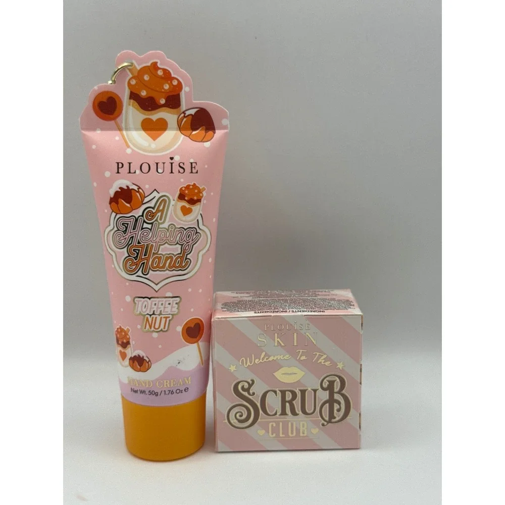 P.Louise Skin Toffee Nut Hand Cream 50g and Scrub Club Lip Scrub Set New